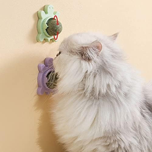 גופידין 3 יחידות צב מצויר מסתובב כדור חתול דביק קיר הר חתול בידור עצמי צעצוע חריקת שיניים כלי שיניים ניקוי צעצועי חתלתול