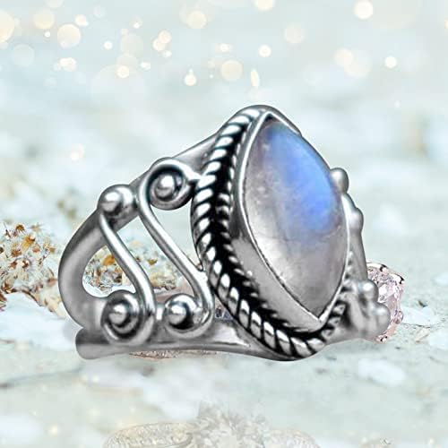 טבעת טבעת חוצה בוהן בצבע אבן וינטג 'טבעת נשים אופל טבעת אירוס
