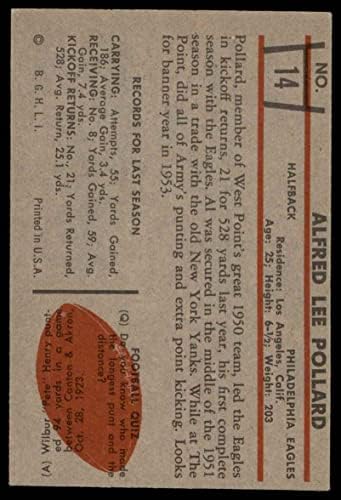 1953 Bowman 14 Alfred Pollard Philadelphia Eagles Dean's Cards 5 - Ex Eagles