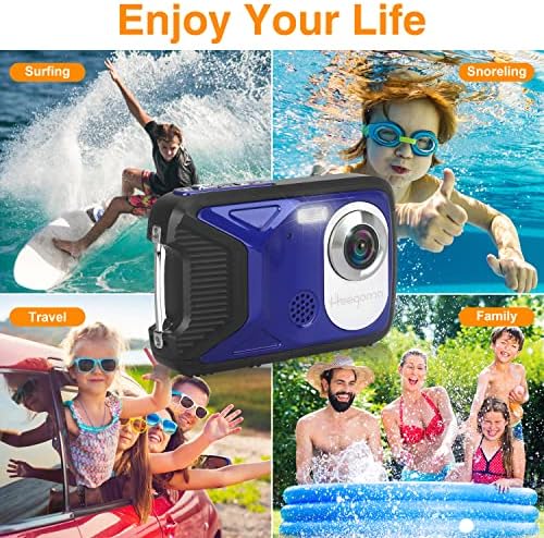 מצלמה דיגיטלית אטומה למים, מצלמה מתחת למים של 17 רגל 2.8 LCD HD 1080P 21MP לילדים וידאו וידאו עם סוללה נטענת,