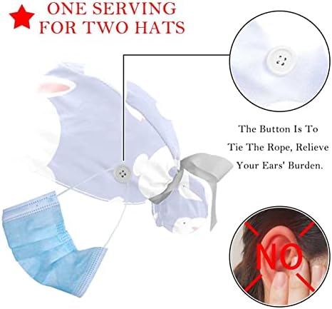 כובעים רפואיים לנשים עם כפתורים שיער ארוך, כובע עבודה מתכוונן 2 חלקים, ארנב סגול