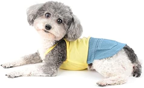 ראנפי כלב ג ' ינס שמלה לכלבים קטנים ילדה חמוד לחיות מחמד בגדים עם כיסים כפולים קריקטורה באני הדפסת גור אביב קיץ קלע חתולים חצאית,