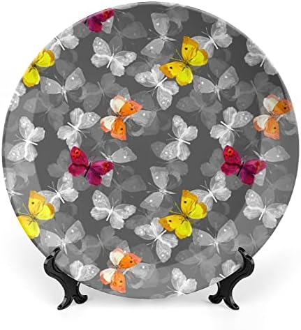 פרפרים צבעוניים עצם מצחיקה סין צלחת דקורטיבית צלחות קרמיקה עגול