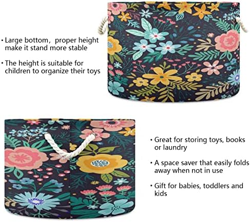 סל חבל כותנה של קיגאי פרחים צבעוניים סל אחסון גדול לסל כביסה לתינוקות שמיכה למשתלה, ארון, חדר שינה, ארגון ביתי