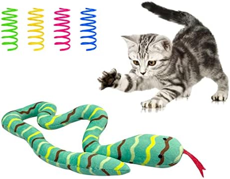 צעצועי חתול חתול אנדיקר ו -4 צעצועי אביב חתולים סט, צעצועי חתול נחש באורך 20 אינץ ' צעצועי חתול אינטראקטיביים עמידים