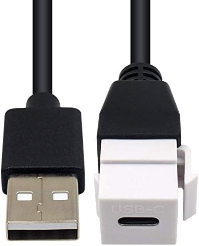 Poyiccot USB C כבל אבן מפתח, USB 2.0 זכר ל- USB3.1 סוג C שקע אבן מפתח נקבה M/F צמה הרחבת מפתח אבן לכבל עבור מחברי קיר