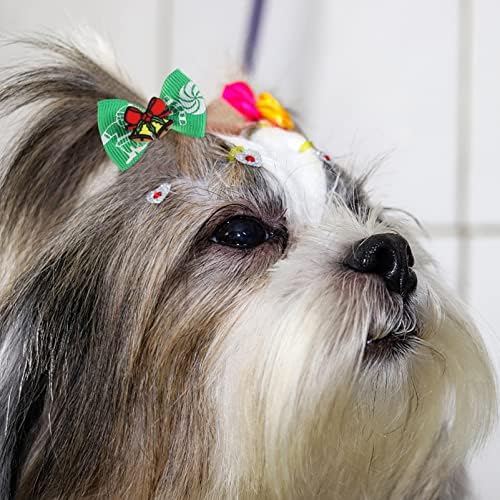 Popetpop 100 pcs כלב חמוד קשתות שיער לחג המולד - כלב אלסטי קשת שיער שיער - אופנה כלב קטן שיער שיער קשת קשת Topknot טיפוח עיצוב