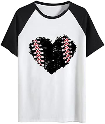 נשים בייסבול חולצות אמא של יום לב הדפסת חולצה 2023 קיץ מזדמן טי טוניקת ליידי קצר שרוול צוואר טי חולצה