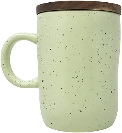 Rae Dunn Ceramic Ceramic קקאו חם/ספל קפה/תה עם מכסה עץ/רכבת 16 גרם.