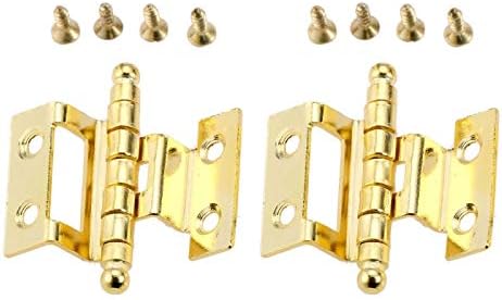 Ghghf 2 pcs ריהוט זהב צירים דקורטיביים ארון דלתות דלת מזוודות ציר כתר 8 חורים תפאורה לתיבת תכשיטים מעץ וינטג '40 ממ