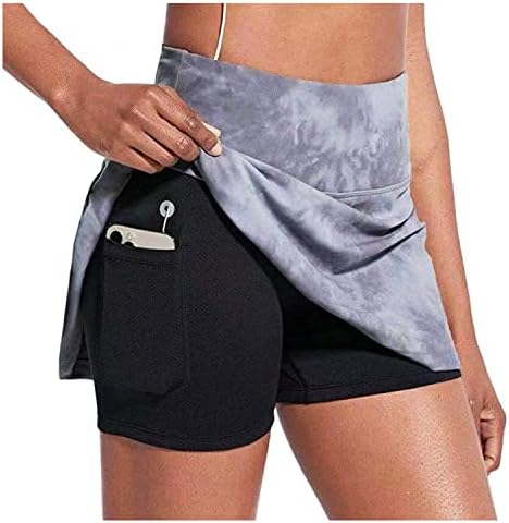 נשים 2 ב 1 זורם פרחוני מודפס מכנסי כושר קצרים מהיר יוגה יושה שכבה כפולה כפול גודל סיבתי S-5xl D-Purple