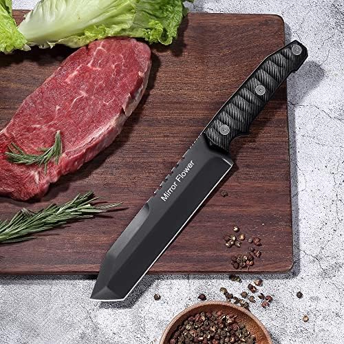 מראה פרח 6.7 שחור קצבי סכין, גבוהה פחמן פלדה חד חיצוני בישול סכין, מטבח קליבר או קמפינג ברביקיו סכין, אריזת מתנה