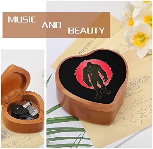 Bigfoot Sun Music Music Box צורה לבבה קופסת מוזיקה וינטג 'שעון עץ מתנות קופסאות מוזיקליות