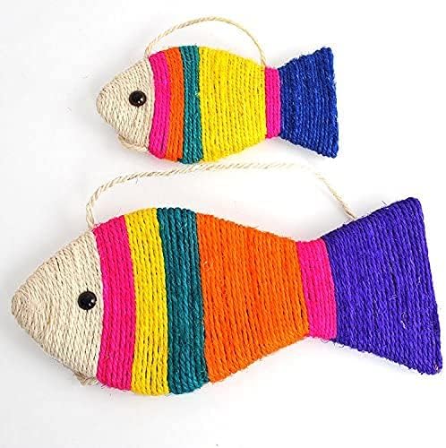 מקו חתול שריטה כרית יצירתי דגים בצורת טופר גרדן צעצוע סיסל מגרד מחצלת עם תליית חבל עבור קיר רצפת ספה טרקלין שימוש