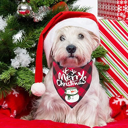 2 חבילה כלב בנדנה חג המולד קלאסי באפלו משובץ כלב צעיף לחיות מחמד משולש ליקוק חג המולד תלבושות אביזרי עבור קטן בינוני גדול כלבים