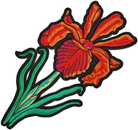 ברזל על פרח ורד אפליקציית טלאי רקומה, העברת תמונת פרחים אדומה 1 מחשבים