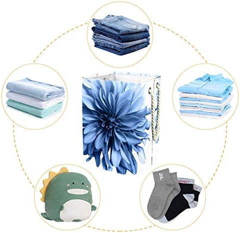 כחול פרח גדול כביסת עמיד למים מתקפל בגדי סל סל בגדי צעצוע ארגונית, בית תפאורה לחדר שינה אמבטיה