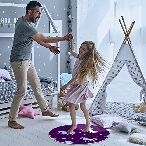 קסם חד קרן צללית כוכב דפוס, החלקה שפשפת 23.6 עגול אזור שטיח שטיחים שטיחים לילדים שינה תינוק חדר לשחק חדר משתלת