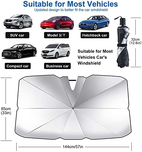 2023 מכונית משודרגת מטריית צל של שמש - מטריית מכוניות מתקפלת בלוק UV Sunshade, חלון קדמי של מכונית רכב של הגנה על בידוד