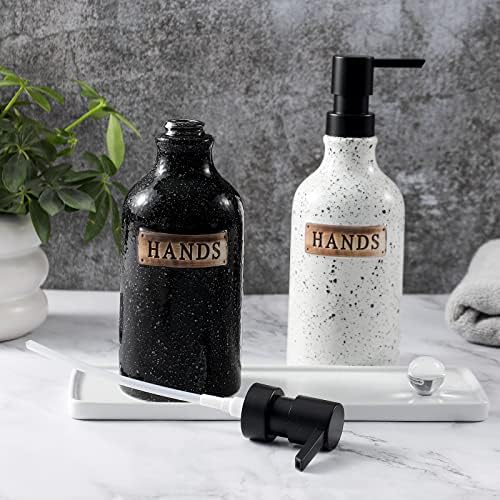 מתקן סבון ידיים לעיצוב אמבטיה, 16 גרם בקבוקי משאבת נוזל קרמיקה מודרנית סט מתקן קרם למילוי חווה למטבח במעונות קולג ', 2 חבילות