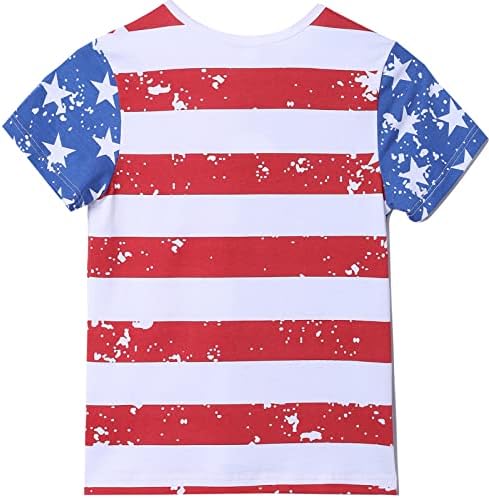 ילדי בני 4 ביולי חולצות בנות אמריקאי דגל חולצה פעוט פטריוטי קצר שרוול טיז כותנה בגדי 2-8 ט
