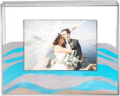 קוויקאי חתונה אחדות חול טקס מסגרת תמונה ברורה טקס חול אקרילי קופסת צל עם מסגרת תמונה לקישוטים לחתונה.