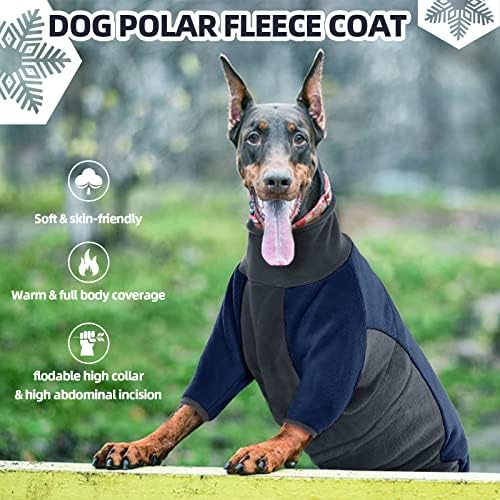 מעיל אידומיק כלב חורפי קוטב סוודר פליס ז'קט מזג אוויר קר, בגדי חיות מחמד חמים עם בגדי פיג'מה כלבים גדולים, גוף מלא שופך סוודר