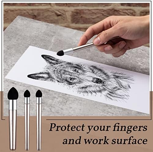 טלינג 6 יחידות אמן מיזוג ספוג עט לשימוש חוזר סקיצה שפשוף ספוג מברשת רחיץ ציור תיקון סקיצה כלי עבור אמן תלמיד פחם אבקת ציור