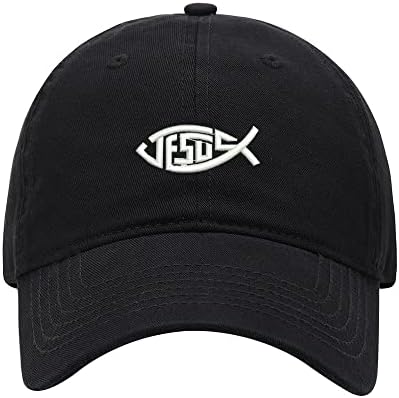 8502 - כובע בייסבול גברים ישו נוצרי דגים רקום שטף כותנה אבא כובע בייסבול כובעים