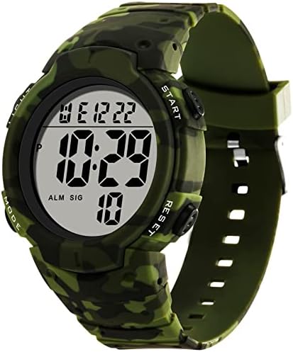 Riqindy Watch Smart Round Round Camo Sports Sports Watch Digital 30M שעון ספורט אטום למים עם Stopwatch Stopwatch