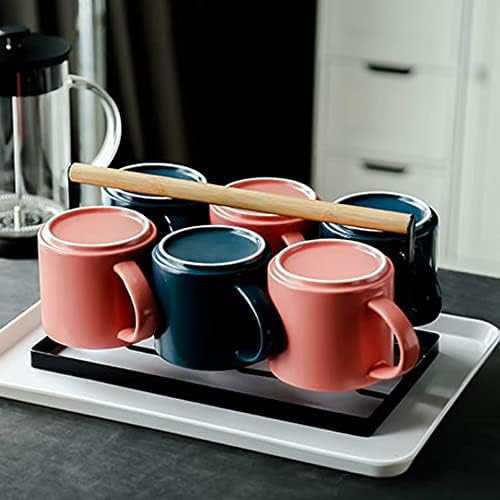 NKADKNS ספל קפה מעוטר צבעוני עם עיצוב וידית ערימה, 14 גרם/400 מל כוסות קרמיקה מזוגגות מט, ספל תה למשרד/בית/משקאות חמים או