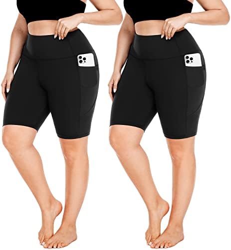 מכנסי אופנועים בגודל Fullsoft Plus Shile למותניים בגובה נשים X-Large-4X בקרת בטן מכנסיים קצרים עם חותלות בכיסים