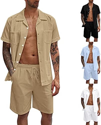 חולצה ומכנסיים קצרים הוואי יוקופי לגברים שרוול קצר מזדמן תלבושות חוף חג היפי בכושר דק