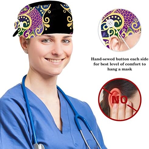 כובעים רפואיים מתכווננים כובע עבודה עם כפתורים ושיער קשת תבנית פרפר צבעונית מצמצמת