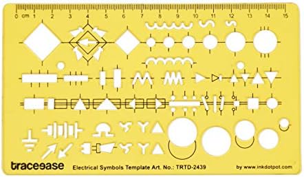 Traceesease ניסח חשמלי סמלים חשמליים תבנית ציור סטנסיל, תכנון תבנית מדידת שליט