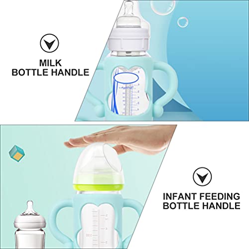 האכלת בקבוק ידיות סיליקון בקבוק ידית תינוק חלב האכלת ידית 2 יחידות קש בקבוק אחיזה עבור בקבוקי יד מרתק אור כחול תינוקות