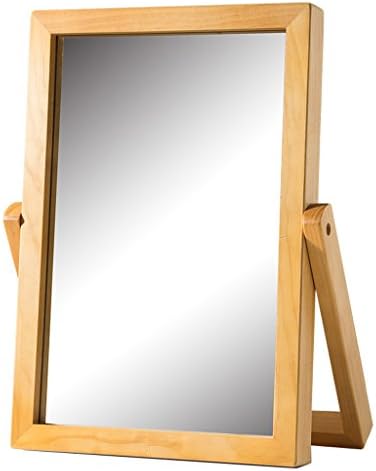 מראה קוסמטית עץ מלא שולחן עבודה יצירתי נייד קיר רכוב מראה קוסמטית טיפוח עור גילוח ונסיעה איפור מראה