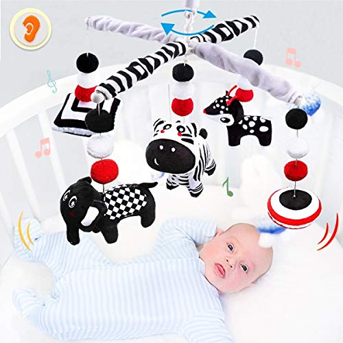 טייטוי מיטת התינוק הראשונה שלי ניידת, תינוק שחור ולבן נייד לעריסה, צעצוע נייד עם ניגודיות גבוהה לתינוקות שזה עתה