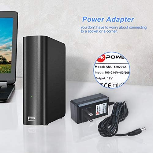 PK Power 12V מתאם AC למתאם לכונן קשיח HDD 2TB 4TB 1TB 3TB הספר שלי חיוני חיצוני ועוד עם כבל אספקת חשמל 6.6ft