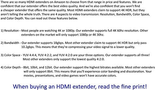 500ft D0LBY Vision 4K HDR HDBASET 18GBPPs אולטרה ארוך טווח ארוך HDMI ערכת מארח 100M CAT5E CAT6 CAT7 2.0B 4K @ 60Hz YUV 4: