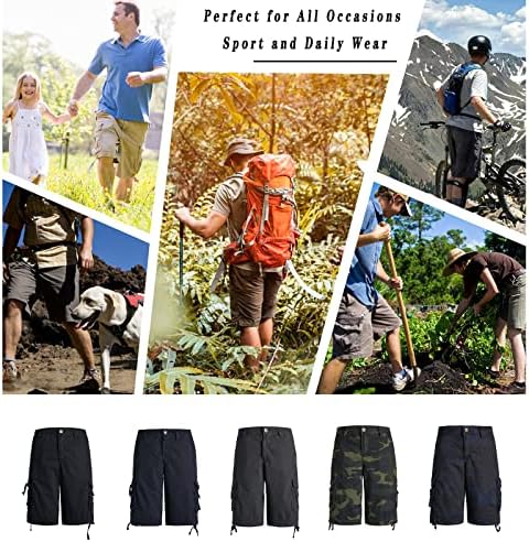 Leehanton Mens Hilking Cargo מכנסיים קצרים עם כיסים קלים משקל קל כותנה יבש מכנסיים קצרים לגברים דיג קמפינג גולף