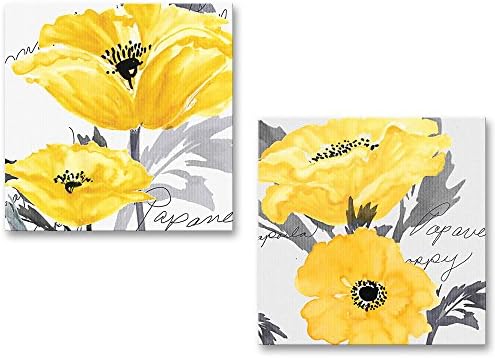 פרח צהוב אפור פרחוני קיר קיר אמנות הדפסים מודרניים