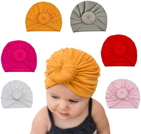 6 מחשבים טורבן תינוק עוטף כובע פעוטות כובעים ככובעים שזה עתה נולדו לבנות 0-36 חודשים