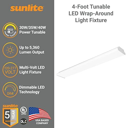 Sunlite 85292 עטיפת LED בגובה 4 מטרים סביב מתקן, ניתן להתאים כוח 30W/35W/40W, 5360 לומן, צבע מכוון 35K/40K/50K, 120-277