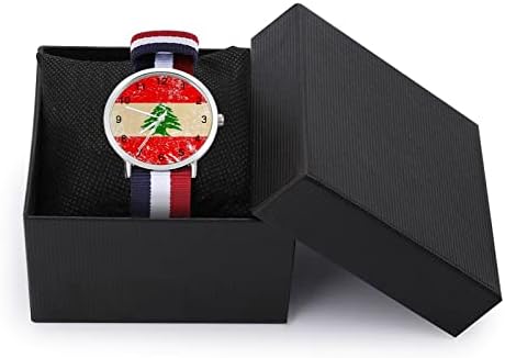 לבנון רטרו דגל רך ארוג רצועת שעון סגסוגת שעון עם ניילון רצועת יום הולדת מתנות לגברים נשים