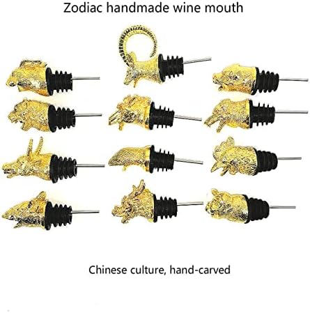 ZD115 תרבות סינית גלגל המזלות יין פה שופך שופכים סגסוגת אבץ ראש בעלי חיים נחש דרקון דרקון ארנב עכבר קישוט
