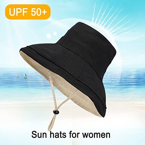 Glamorstar כובע דלי הפיך לנשים UV כובע הגנת שמש רחבה כובעי קיץ חוף חוף ללבוש כפול ללבוש כפול
