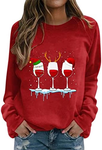קפוצ'ונים לנשים סוודר גרפי פלוס גודל מצחיק חולצת טי מודפסת לחג המולד