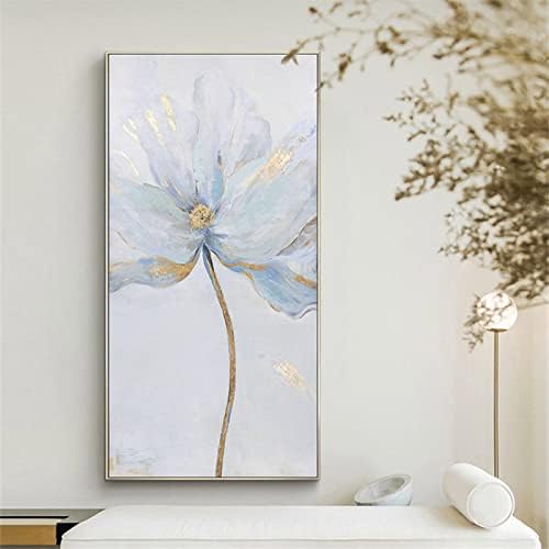 ציור שמן מופשט מצויר ביד פרח יפה - אנכית בגודל גדול ציור אמנות ציור קיר אמנות מודרנית סלון תמונת ספה קיר קיר ציור