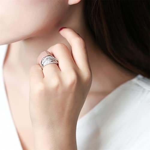 גודל 8 סט טבעת אופנה כפול זירקון טבעת תכשיטי יום הולדת הצעה למתנה טבעת מסיבת אירוסין כלה